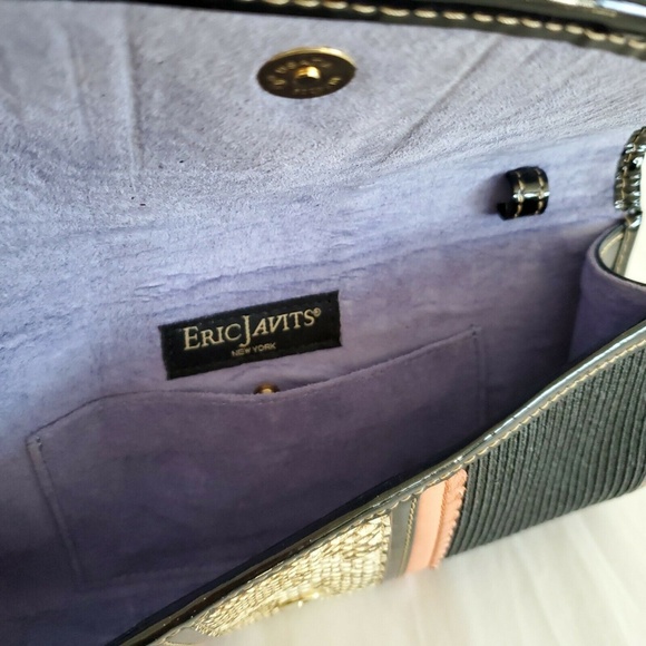 Eric Javits Squishee Woven Clutch Black Snake Gold - Picture 7 of 7